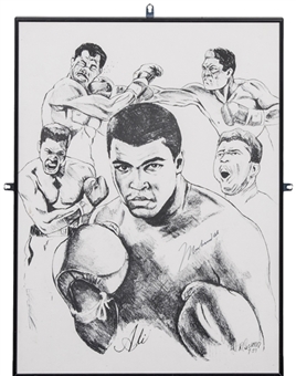 Muhammad Ali Autographed and Framed Artwork (Beckett)
